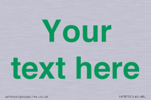 Custom blank information sign. Green text, plain background